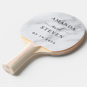 Modern Clean White Couple Names with Wedding Date 卓球ラケット (正面アングル)