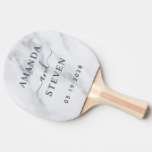 Modern Clean White Couple Names with Wedding Date 卓球ラケット (横)