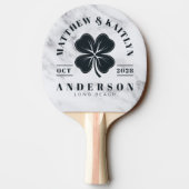 Modern Clean White Irish Lucky Clover WeddingCrest 卓球ラケット (裏面)