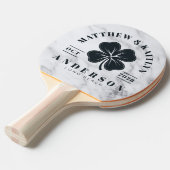 Modern Clean White Irish Lucky Clover WeddingCrest 卓球ラケット (正面アングル)