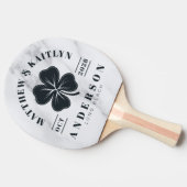 Modern Clean White Irish Lucky Clover WeddingCrest 卓球ラケット (横)