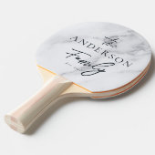 Modern Clean White Marble Hand Written Family Name 卓球ラケット (正面アングル)