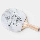 Modern Clean White Marble Hand Written Family Name 卓球ラケット (横)