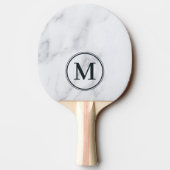 Modern Clean White Marble Monogram 卓球ラケット (裏面)