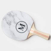 Modern Clean White Marble Monogram 卓球ラケット (横)