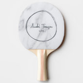 Modern Clean White Marble Name in Drawn Circle  卓球ラケット (裏面)