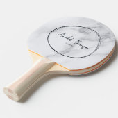 Modern Clean White Marble Name in Drawn Circle  卓球ラケット (正面アングル)