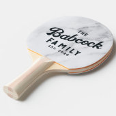 Modern Clean White Marble Stone Retro Family Name  卓球ラケット (正面アングル)