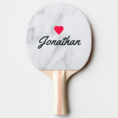 Modern Clean White Marble Vintage Heart Signature 卓球ラケット (裏面)