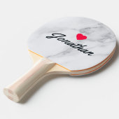 Modern Clean White Marble Vintage Heart Signature 卓球ラケット (正面アングル)