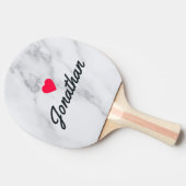 Modern Clean White Marble Vintage Heart Signature 卓球ラケット (横)