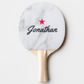 Modern Clean White Marble Vintage Star Signature 卓球ラケット (裏面)