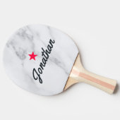 Modern Clean White Marble Vintage Star Signature 卓球ラケット (横)