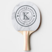 Modern Clean White Marble Wedding Monogram 卓球ラケット (裏面)