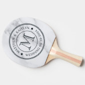 Modern Clean White Marble Wedding Monogram 卓球ラケット (横)