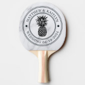 Modern Clean White Pineapple Wedding Crest & Names 卓球ラケット (裏面)