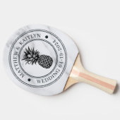 Modern Clean White Pineapple Wedding Crest & Names 卓球ラケット (横)