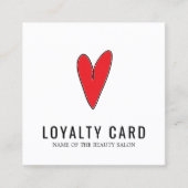 Modern Clean White Red Heart Beauty Salon ロイヤリティカード (正面)