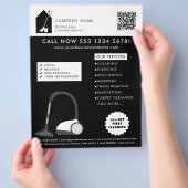 Modern Cleaning Cleaner Service Logo Black QR Code チラシ (手)