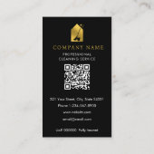 Modern Cleaning Cleaner Service Logo Gold QR Code 名刺 (裏面)