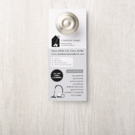 Modern Cleaning Cleaner Service Logo Gray QR Code ドアノブサイン