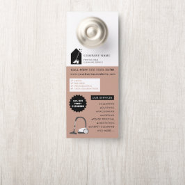 Modern Cleaning Cleaner Service Logo Green QR Code ドアノブサイン