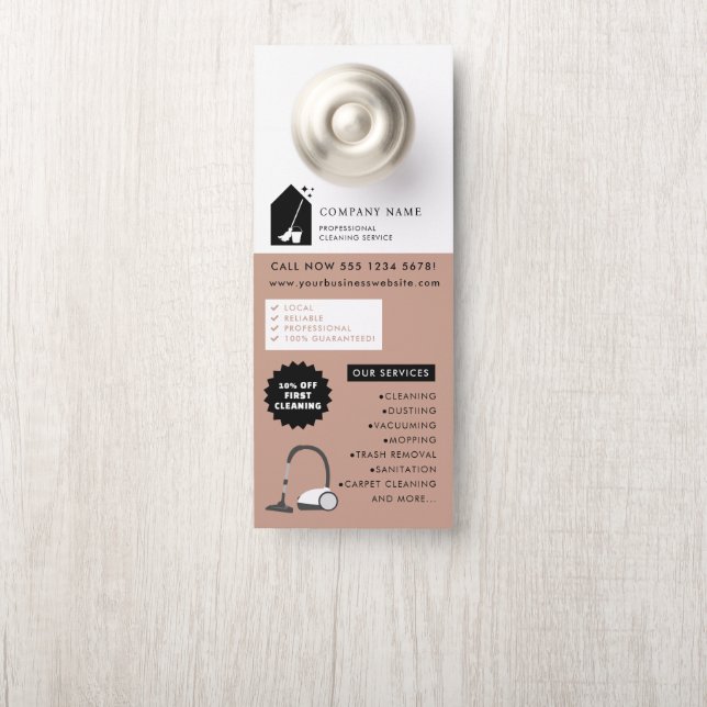 Modern Cleaning Cleaner Service Logo Green QR Code ドアノブサイン (ノブ)