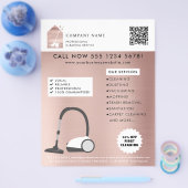 Modern Cleaning Cleaner Service Logo Rose Gold チラシ (シングル)