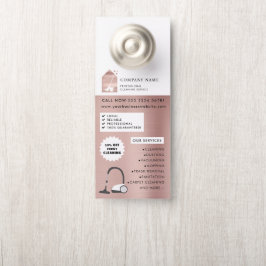 Modern Cleaning Cleaner Service Logo Rose Gold ドアノブサイン