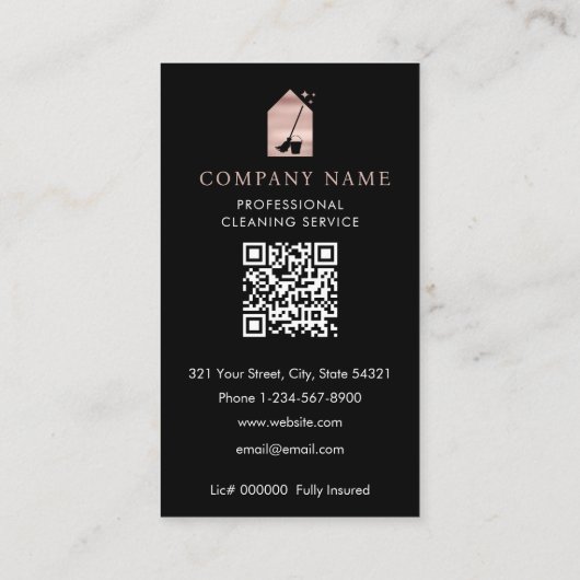 Modern Cleaning Cleaner Service Logo Rose Gold 名刺 (裏面)