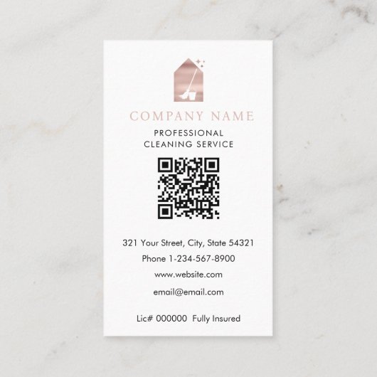 Modern Cleaning Cleaner Service Logo Rose Gold 名刺 (裏面)