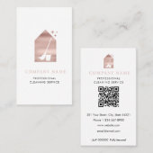 Modern Cleaning Cleaner Service Logo Rose Gold 名刺 (正面/裏面)