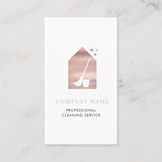Modern Cleaning Cleaner Service Logo Rose Gold 名刺 (正面)