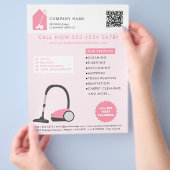 Modern Cleaning Cleaner Services Logo Pink QR Code チラシ (手)