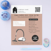 Modern Cleaning Cleaner Services Logo Terracotta チラシ (シングル)