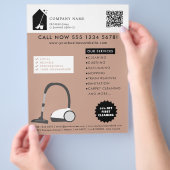 Modern Cleaning Cleaner Services Logo Terracotta チラシ (手)