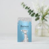Modern Cleaning Service Silver Drips Maid Blue  名刺 (スタンド正面)