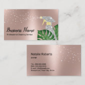 Modern Cleaning Service Tropical Leaves Rose Gold 名刺 (正面/裏面)
