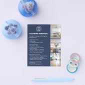 Modern Cleaning Services Photo Logo Navy Blue チラシ (シングル)