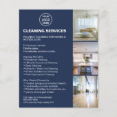 Modern Cleaning Services Photo Logo Navy Blue チラシ (正面)