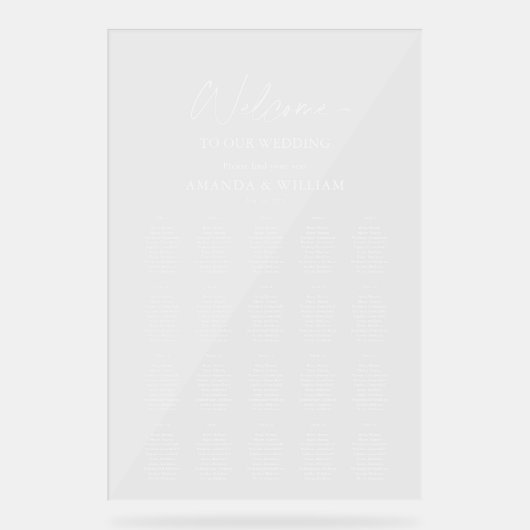 Modern Clear Seating Chart アクリルサイン (正面)