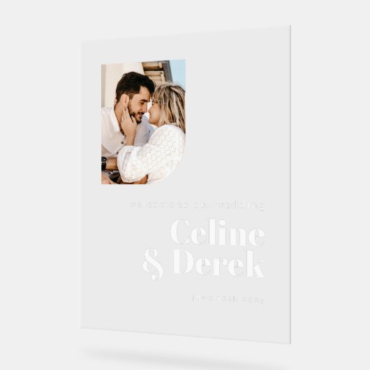 Modern Clear Wedding Photo Welcome Acrylic Sign アクリルサイン (傾斜)