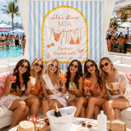 Modern Coastal Bachelorette Party Backdrop Banner タペストリー