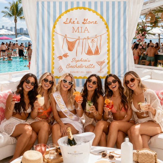 Modern Coastal Bachelorette Party Backdrop Banner タペストリー