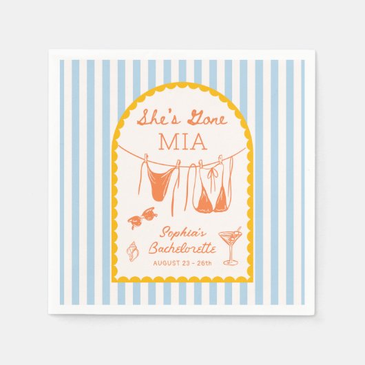 Modern Coastal Bachelorette Party Cocktail Napkins スタンダードカクテルナプキン (正面)