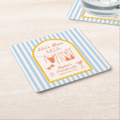 Modern Coastal Bachelorette Party Paper Coasters スクエアペーパーコースター (アングル)