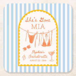 Modern Coastal Bachelorette Party Paper Coasters スクエアペーパーコースター
