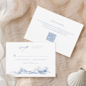 Modern Coastal Chic Blue QR Code Wedding 出欠カード