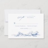 Modern Coastal Chic Blue QR Code Wedding 出欠カード (正面)