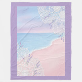 Modern Coastal Chic: Pink Sand & Lavender Dream フリースブランケット